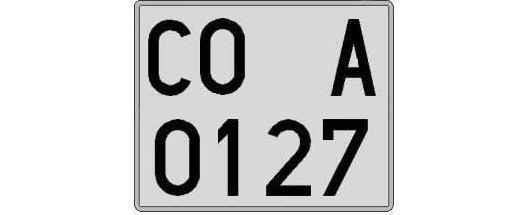 CO0127A matricula cuadrada