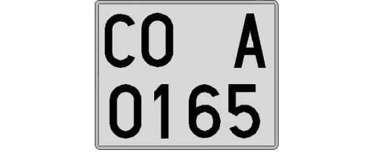 CO0165A matricula cuadrada