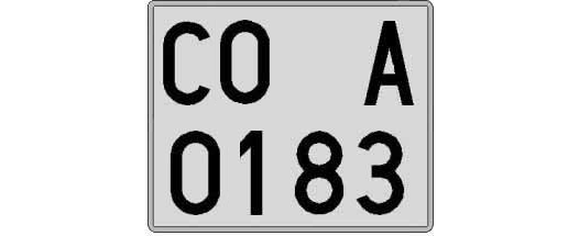 CO0183A matricula cuadrada