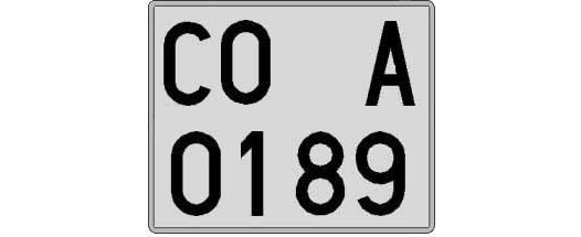 CO0189A matricula cuadrada