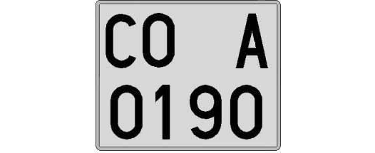 CO0190A matricula cuadrada