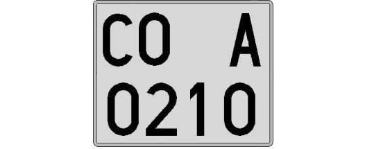 CO0210A matricula cuadrada