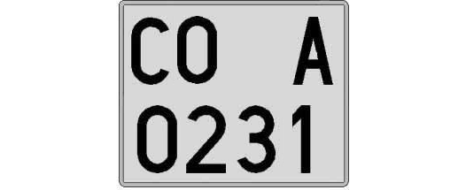 CO0231A matricula cuadrada