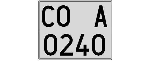 CO0240A matricula cuadrada