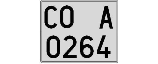 CO0264A matricula cuadrada