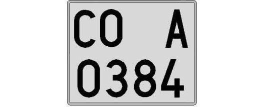 CO0384A matricula cuadrada