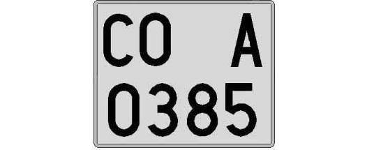 CO0385A matricula cuadrada