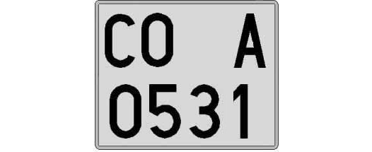 CO0531A matricula cuadrada