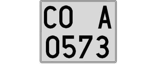 CO0573A matricula cuadrada