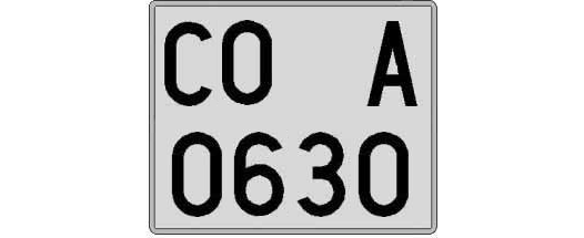 CO0630A matricula cuadrada