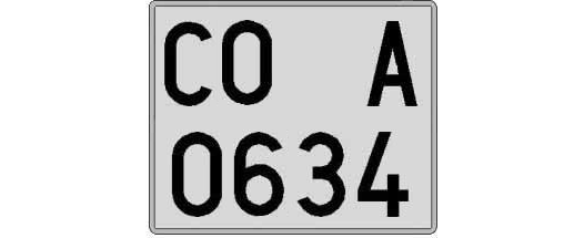 CO0634A matricula cuadrada