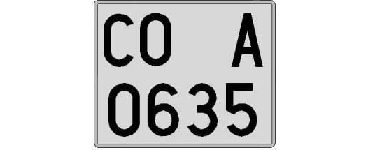 CO0635A matricula cuadrada