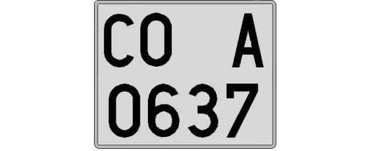 CO0637A matricula cuadrada