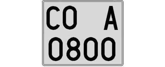 CO0800A matricula cuadrada
