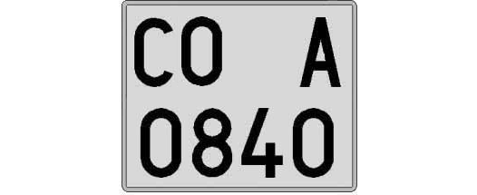 CO0840A matricula cuadrada