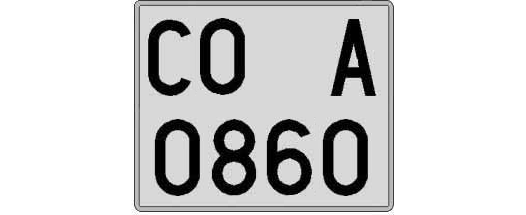 CO0860A matricula cuadrada