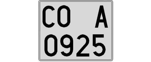CO0925A matricula cuadrada