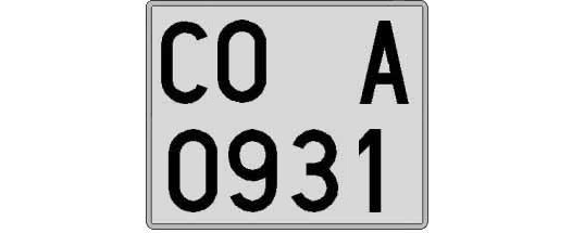 CO0931A matricula cuadrada