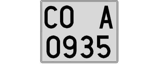 CO0935A matricula cuadrada