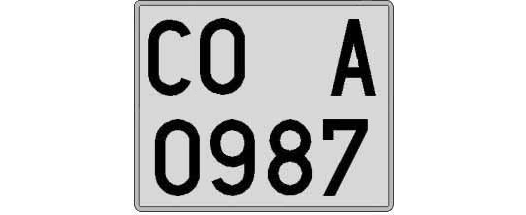 CO0987A matricula cuadrada