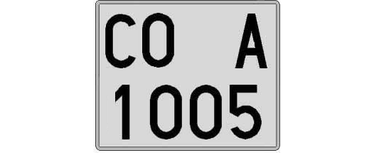 CO1005A matricula cuadrada