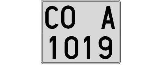 CO1019A matricula cuadrada