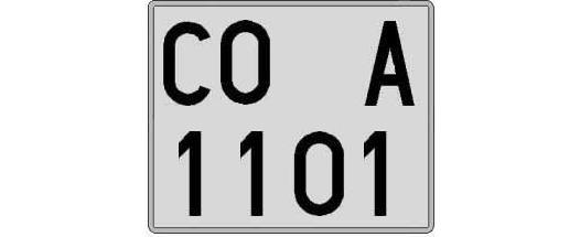 CO1101A matricula cuadrada