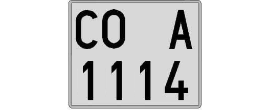 CO1114A matricula cuadrada