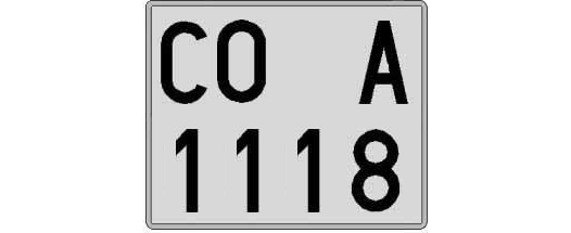 CO1118A matricula cuadrada