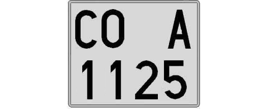 CO1125A matricula cuadrada