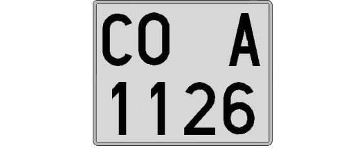 CO1126A matricula cuadrada