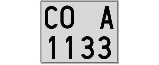 CO1133A matricula cuadrada