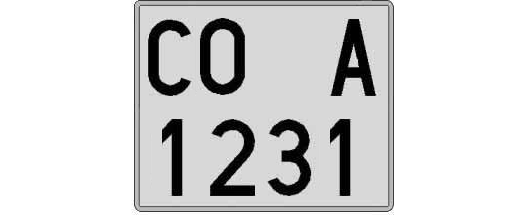 CO1231A matricula cuadrada