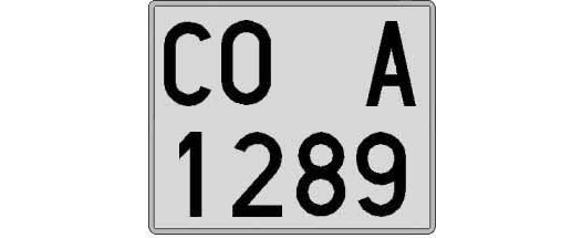 CO1289A matricula cuadrada