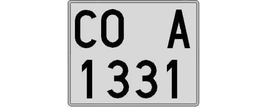 CO1331A matricula cuadrada