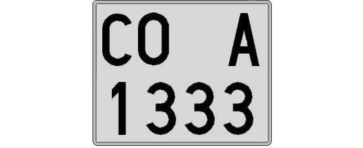 CO1333A matricula cuadrada