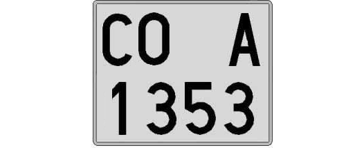 CO1353A matricula cuadrada