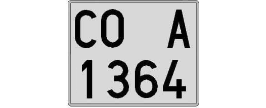 CO1364A matricula cuadrada
