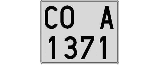 CO1371A matricula cuadrada