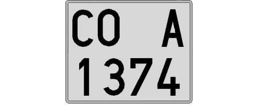 CO1374A matricula cuadrada