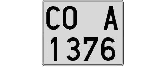 CO1376A matricula cuadrada