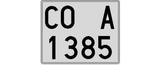 CO1385A matricula cuadrada