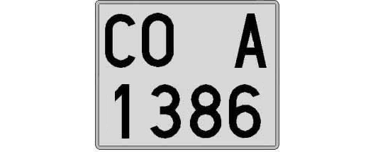 CO1386A matricula cuadrada