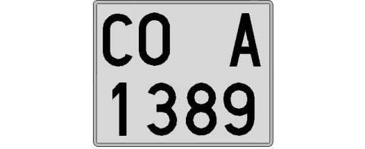 CO1389A matricula cuadrada