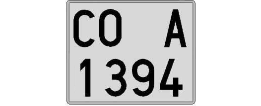 CO1394A matricula cuadrada