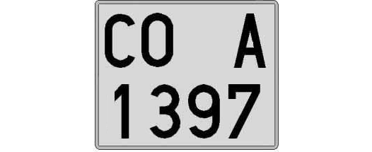 CO1397A matricula cuadrada