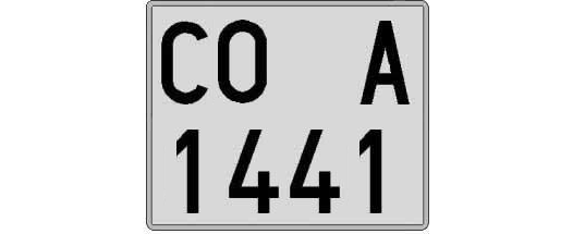 CO1441A matricula cuadrada