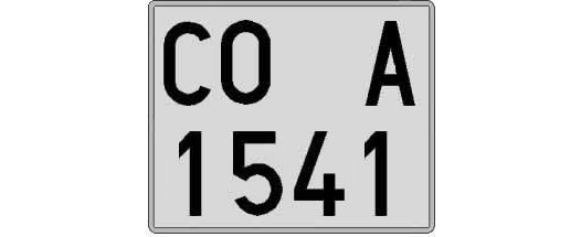 CO1541A matricula cuadrada