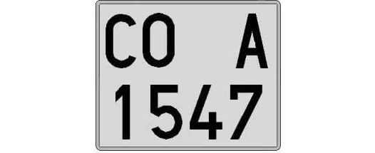 CO1547A matricula cuadrada