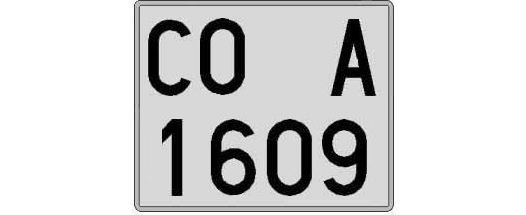 CO1609A matricula cuadrada